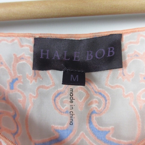 Hale Bob Tunic Top M Pink Silk Viscose Paisley Flowy Blouse Boho Beach Chic 100 - Picture 10 of 12